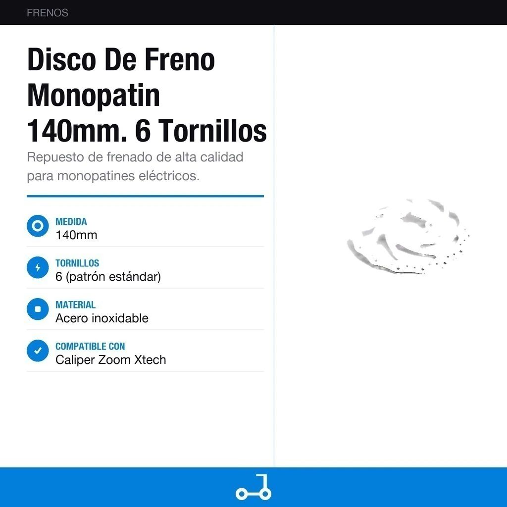 Disco De Freno Monopatin 140mm. 6 Tornillos
