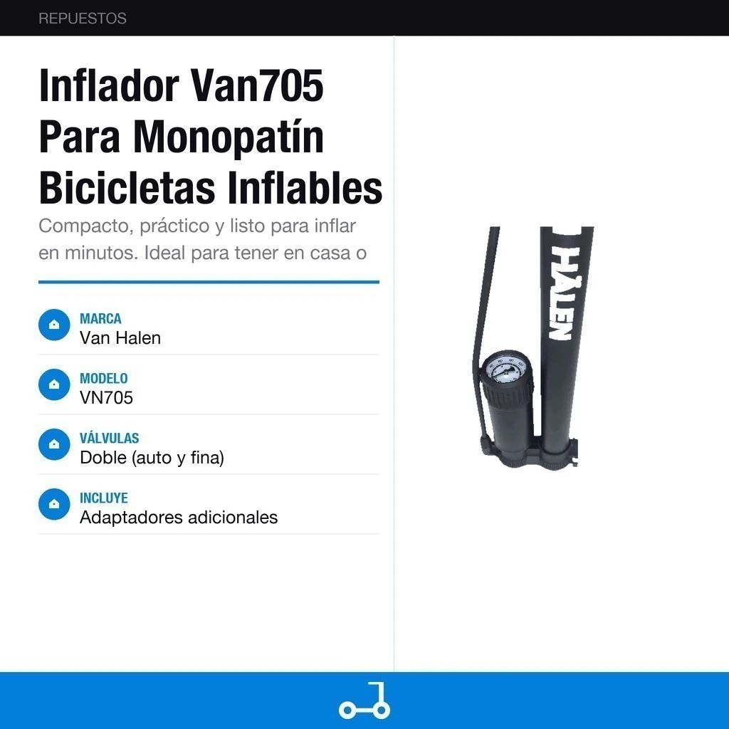 Inflador Van705 Para Monopatín Bicicletas Inflables Pelotas