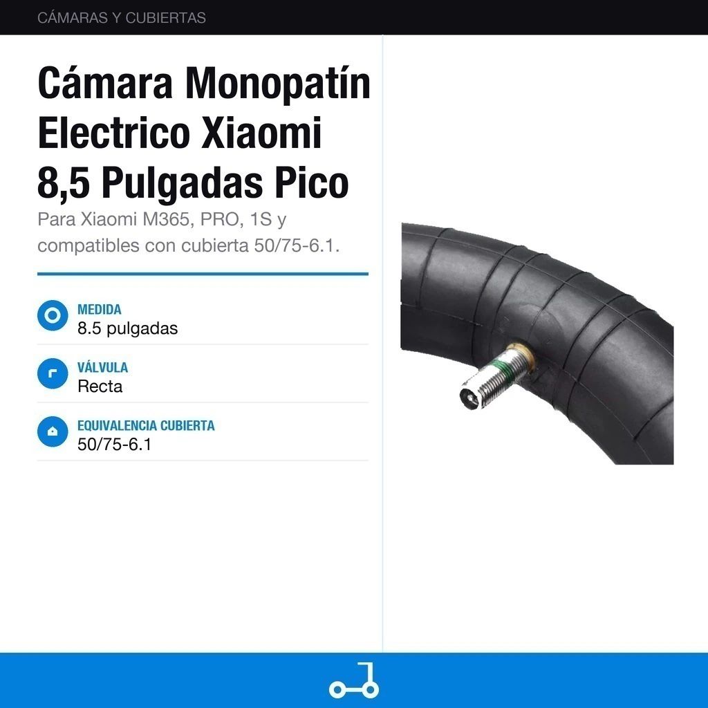 Cámara Monopatín Electrico Xiaomi 8,5 Pulgadas Pico Recto