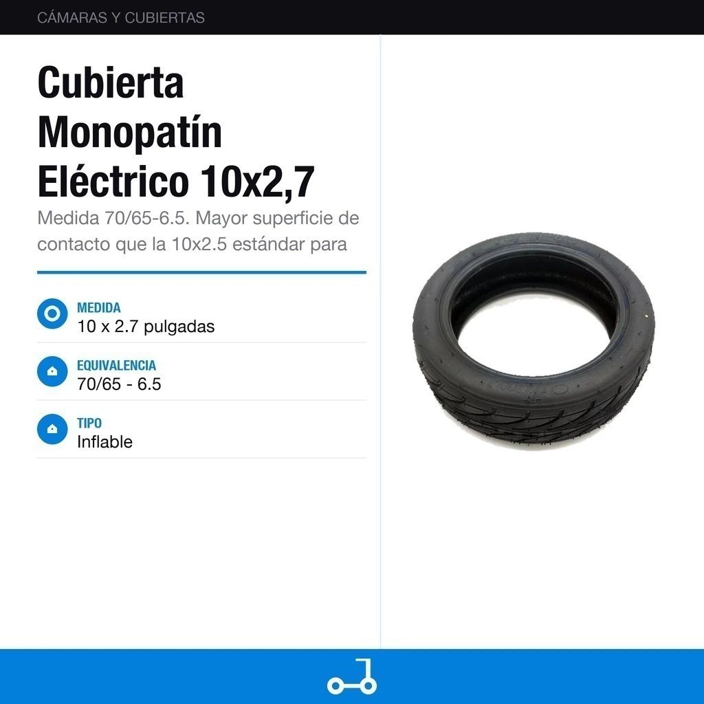 Cubierta Monopatín Eléctrico 10x2,7 Pulgadas 70 65 6.5